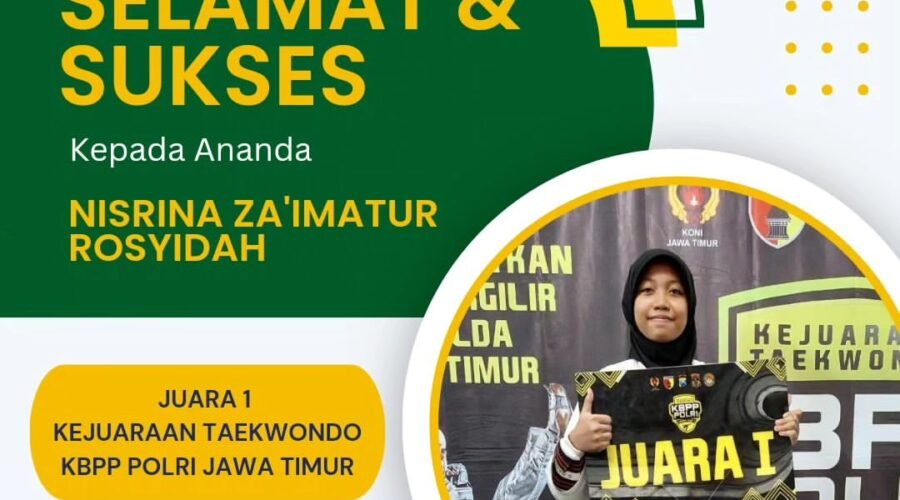 Nisrina Za'imatur Rosyidah meraih juara 1 taekwondo